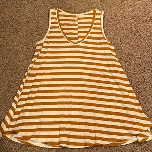 White and mustard stripes. Tank top.